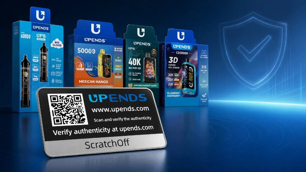 UPENDS-echtheidslabel met QR-code en ScratchOff op de verpakking